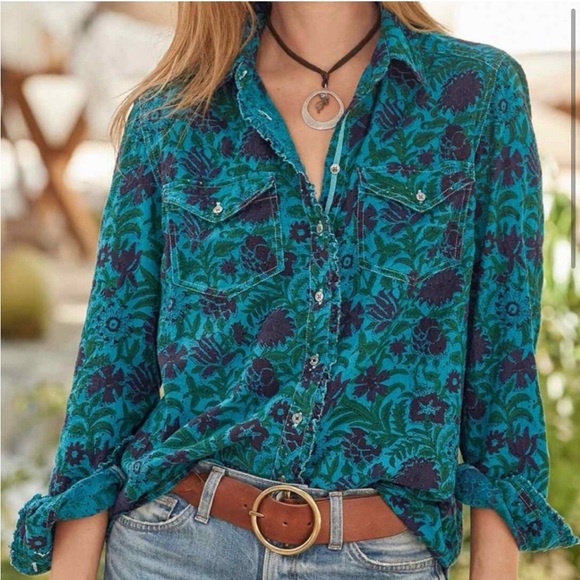 Sundance Tops - SUNDANCE Rhea Floral eyelet Button Down Shirt Size Large E